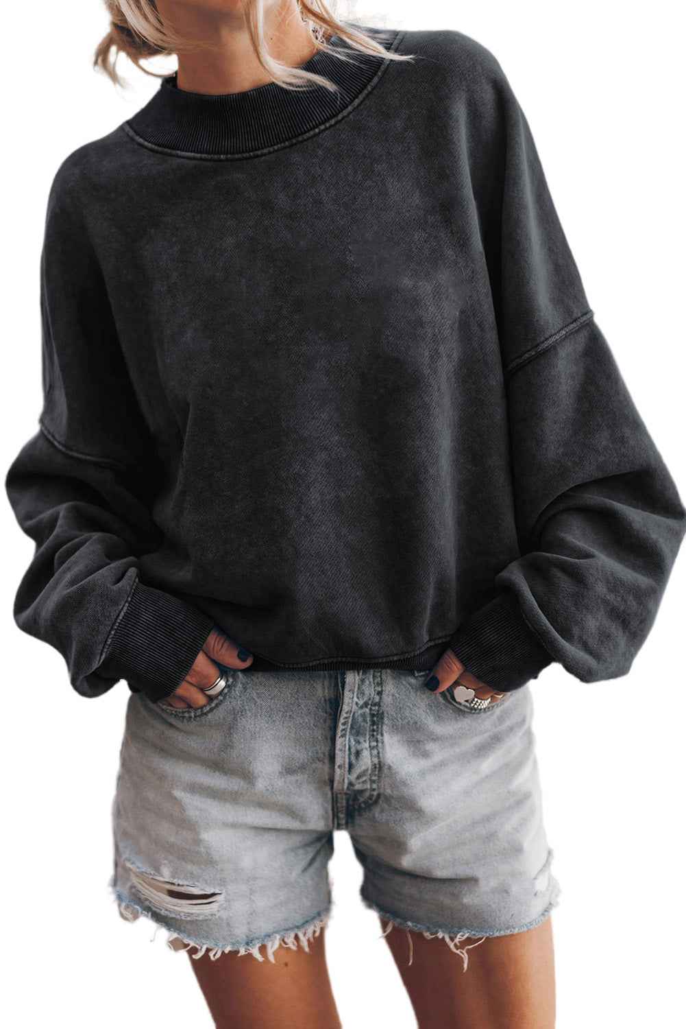 K.B. Shaws: Ruby Drop Shoulder Crew Neck Pullover Sweatshirt