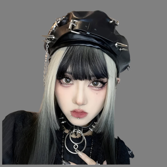 K.B. Shaws: Chic Gothic Leather Beret Hat