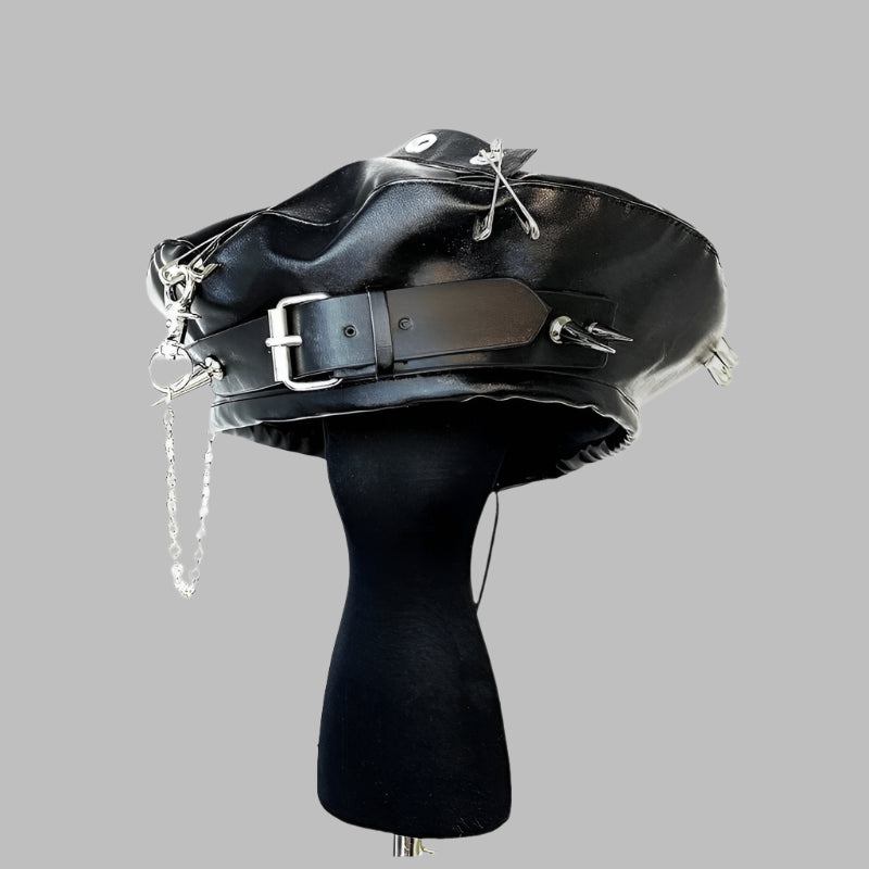 K.B. Shaws: Chic Gothic Leather Beret Hat