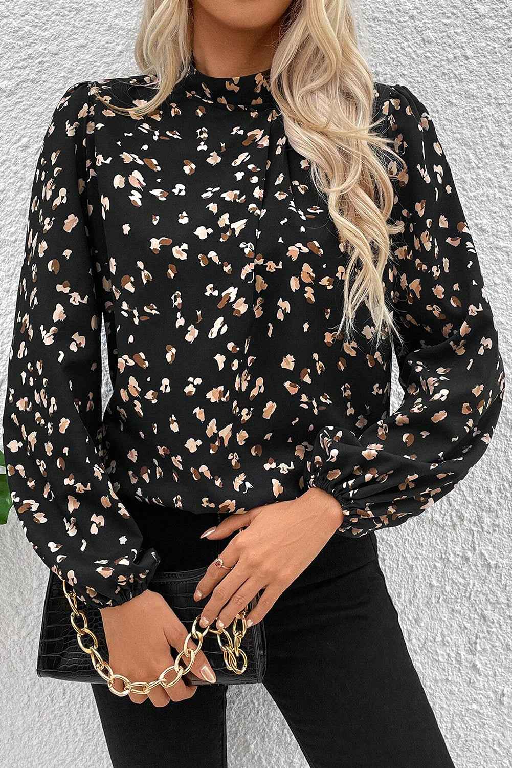 K.B. Shaws: Black Leopard Print Puff Sleeve Blouse