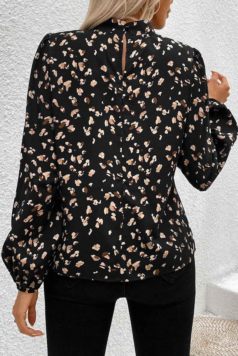 K.B. Shaws: Black Leopard Print Puff Sleeve Blouse