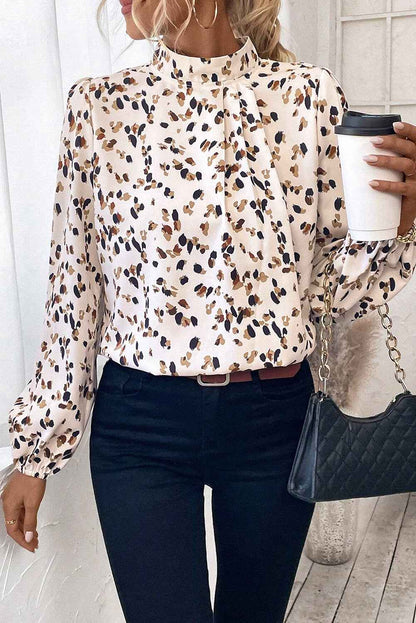 K.B. Shaws: Black Leopard Print Puff Sleeve Blouse