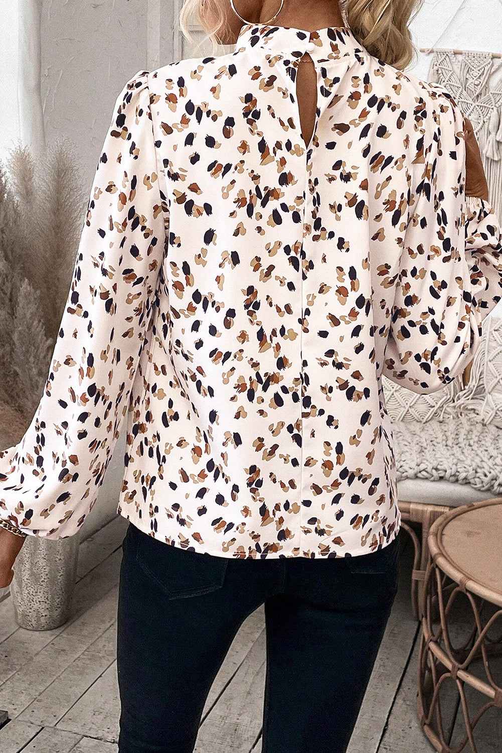 K.B. Shaws: Black Leopard Print Puff Sleeve Blouse