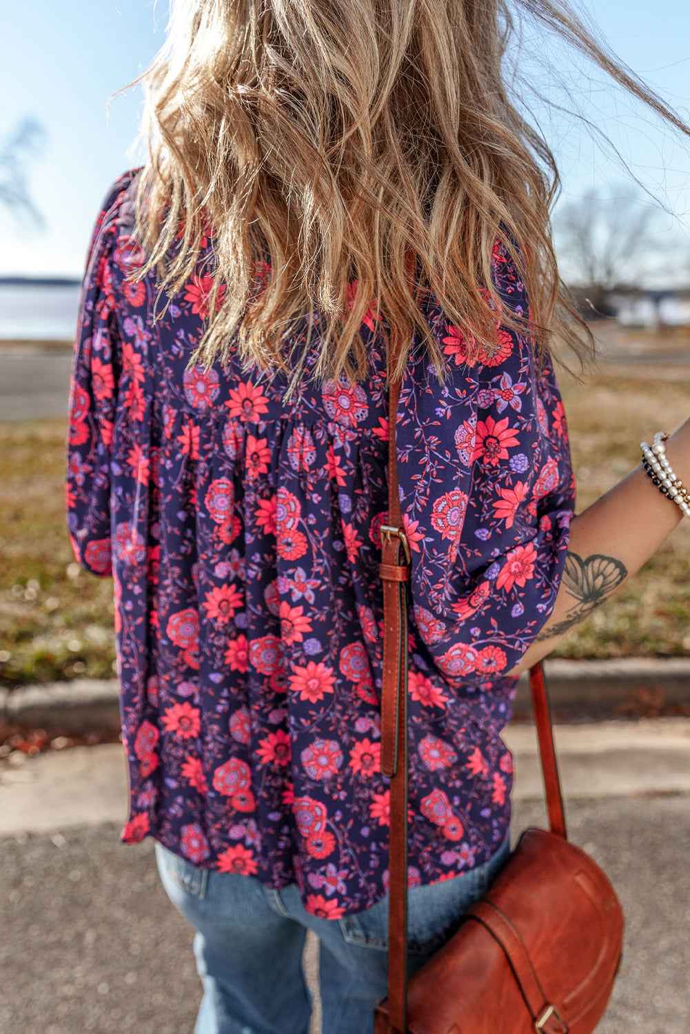 K.B. Shaws: Purple Floral Puff Sleeve Blouse