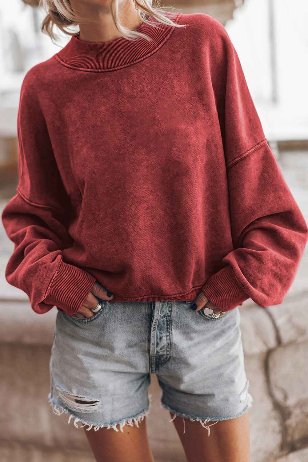 K.B. Shaws: Ruby Drop Shoulder Crew Neck Pullover Sweatshirt