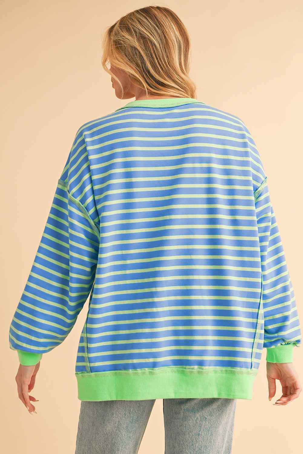 K.B. Shaws: Sky Blue Stripe High Low Tunic Sweatshirt