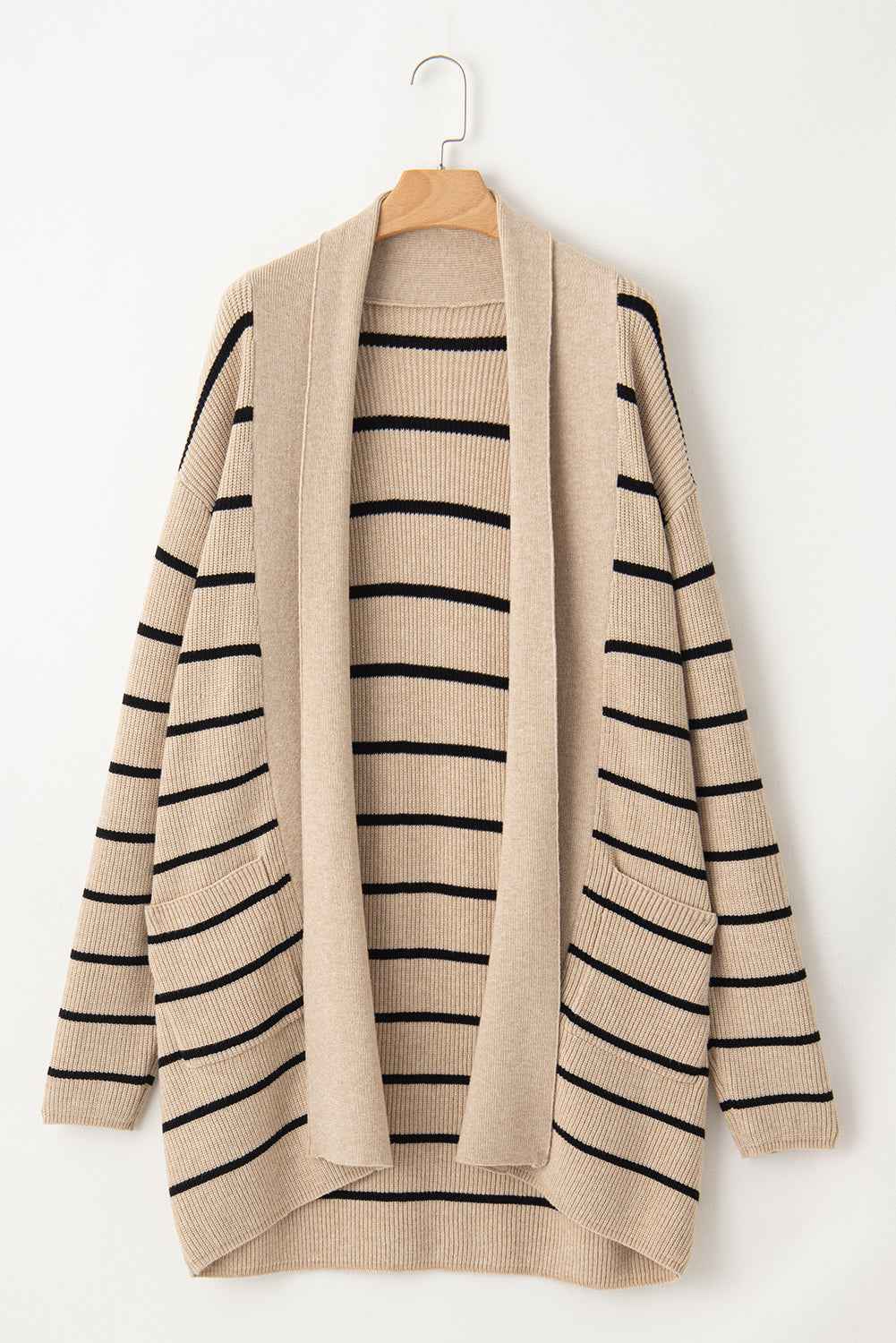 K.B. Shaws: Chic Black Stripe Cardigan with Side Pockets