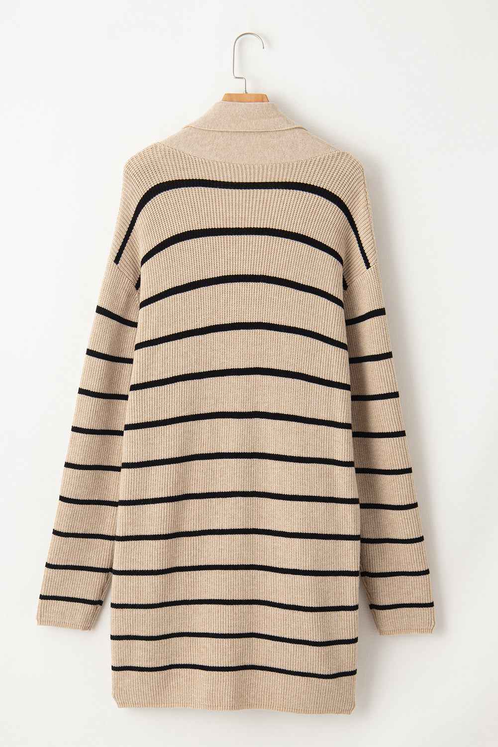 K.B. Shaws: Chic Black Stripe Cardigan with Side Pockets