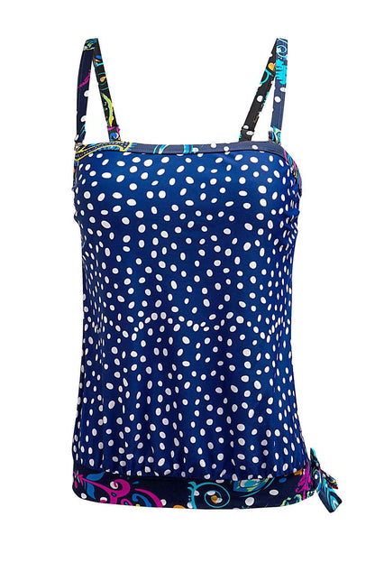 K.B. Shaws: Blue Mixed Print Straps Tankini Swimsuit