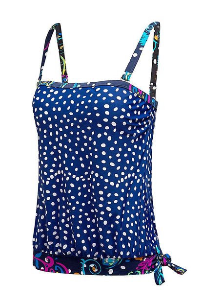 K.B. Shaws: Blue Mixed Print Straps Tankini Swimsuit