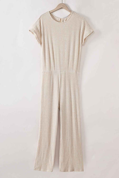 K.B. Shaws: Solid Color Ribbed Wide Leg Jumpsuit