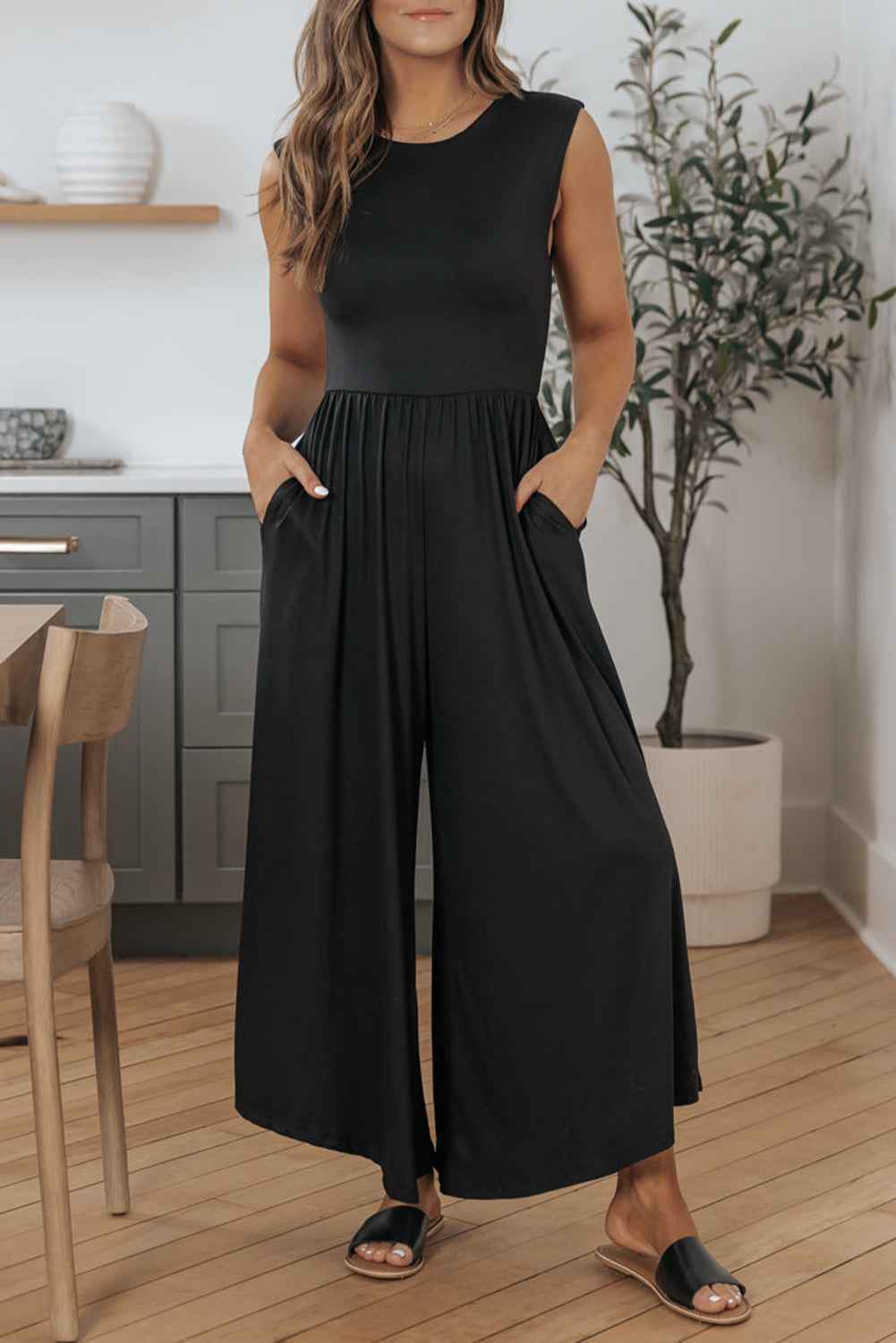 K.B. Shaws: Chic Black Open Back Wide Leg Jumpsuit