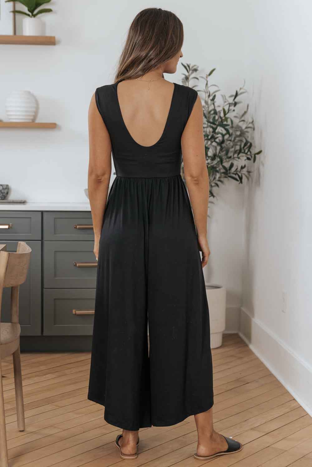 K.B. Shaws: Chic Black Open Back Wide Leg Jumpsuit