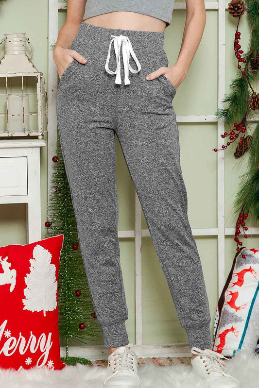 K.B. Shaws: Chic Gray Drawstring Waist Pocketed Joggers