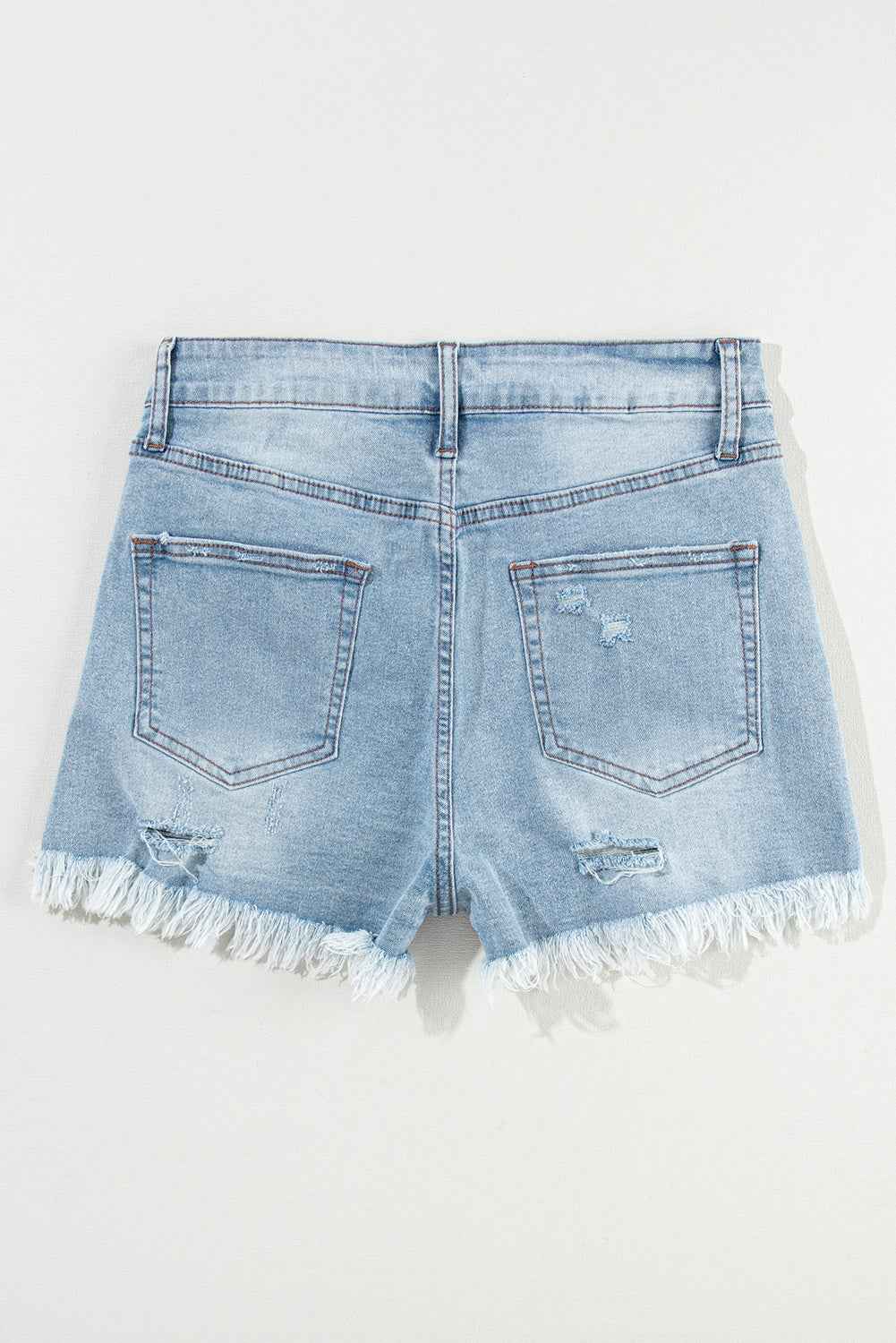 K.B. Shaws: Light Blue Distressed High Waist Denim Shorts