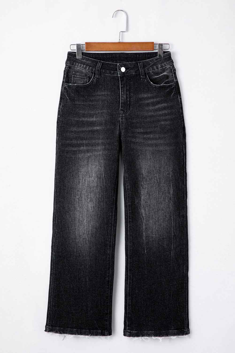 K.B. Shaws: Carbon Grey Mineral Wash High Waist Flared Jeans