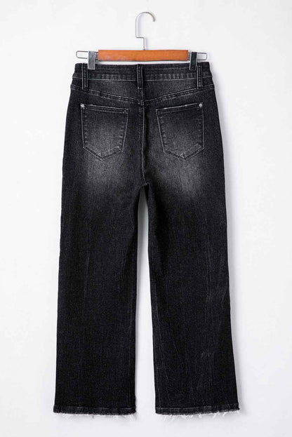 K.B. Shaws: Carbon Grey Mineral Wash High Waist Flared Jeans