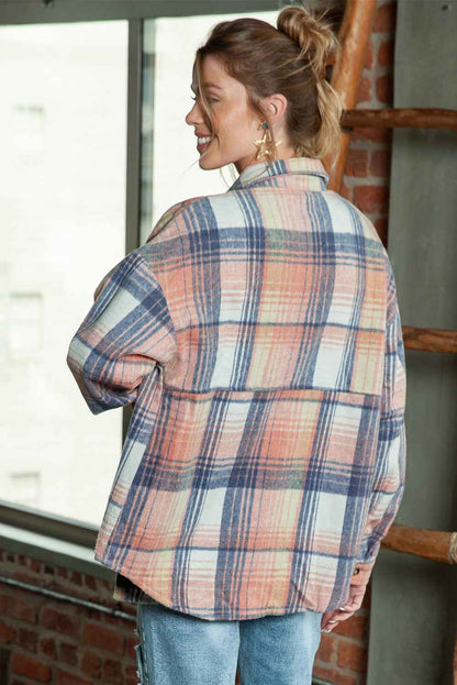 K.B. Shaws: Gold Flame & Grey Plaid Button Up Flannel Shacket