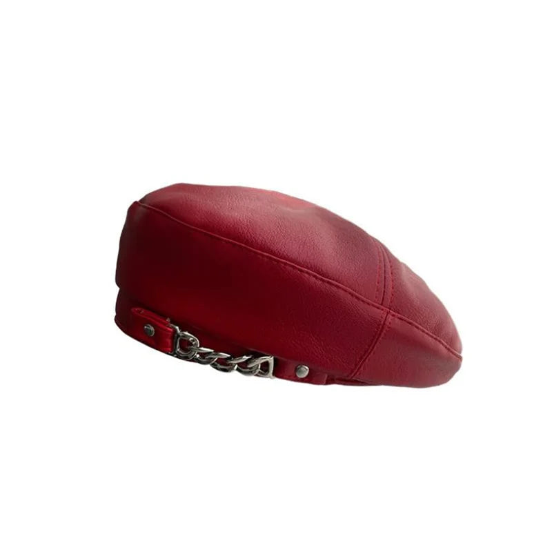 K.B. Shaws: Punk Pu Leather Beret - Chic Elegance for Every Occasion