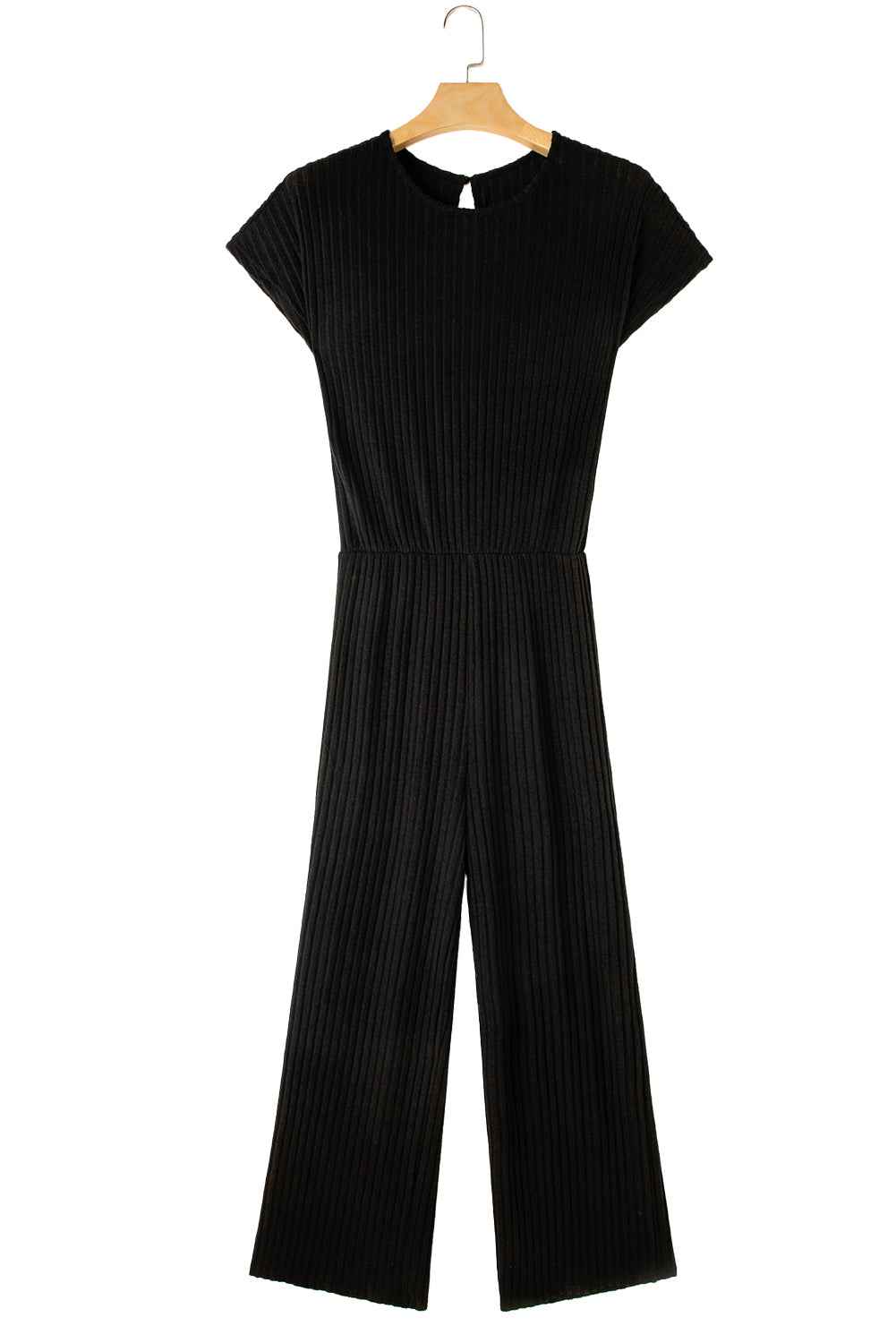 K.B. Shaws: Solid Color Ribbed Wide Leg Jumpsuit